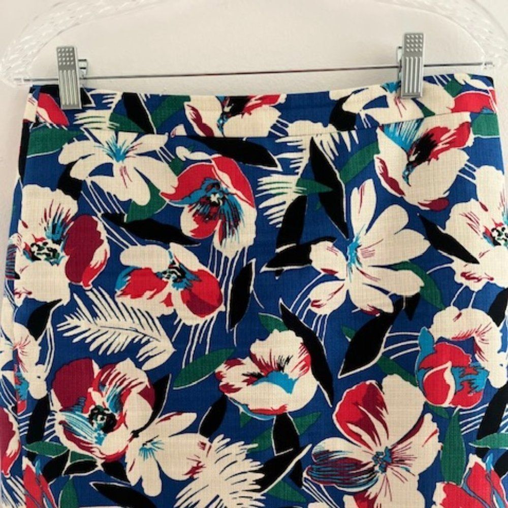 J. Crew Floral Pencil Skirt - Blue and Red - Picture 3 of 15